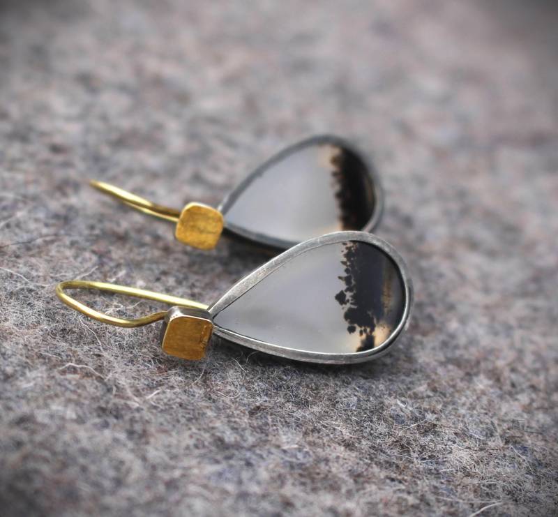 Einzigartige Montana-Achatohrhänger Mit Wechselbügeln von YourLifeJewel