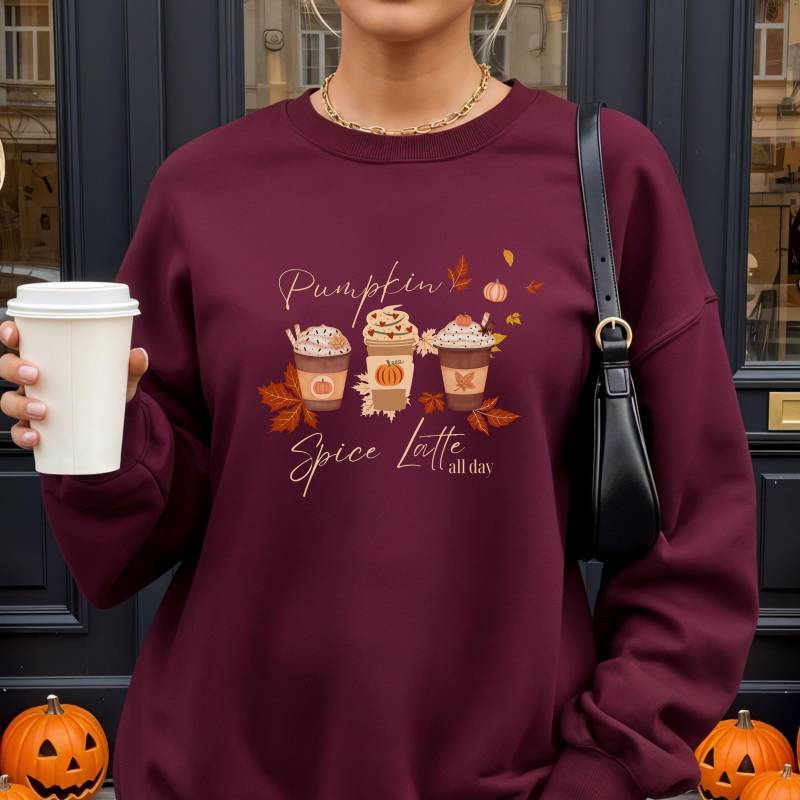 Pumpkin Spice Latte Sweatshirt Für Frauen, Gemütlicher Herbst Pullover, Kaffee Sweater, Geschenk Beste Freundin, Mama Im von YourMomentBoutique