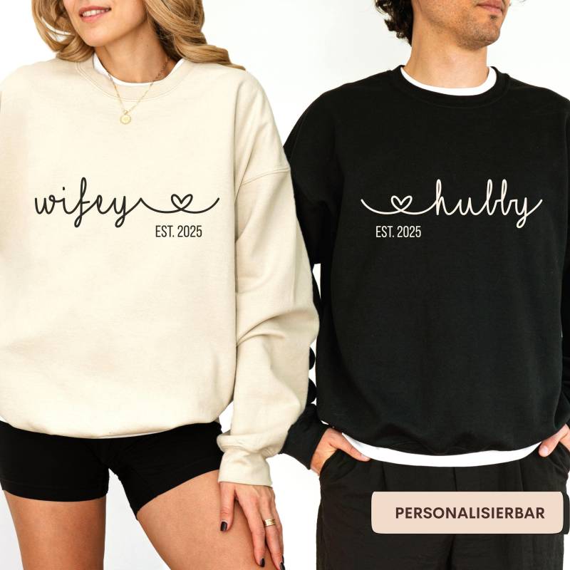 Wifey & Hubby Paar Sweatshirt, Partner Pullover, Personalisiertes Hochzeitsgeschenk Für Braut U. Bräutigam, Verlobungsgeschenk, Jahrestag von YourMomentBoutique