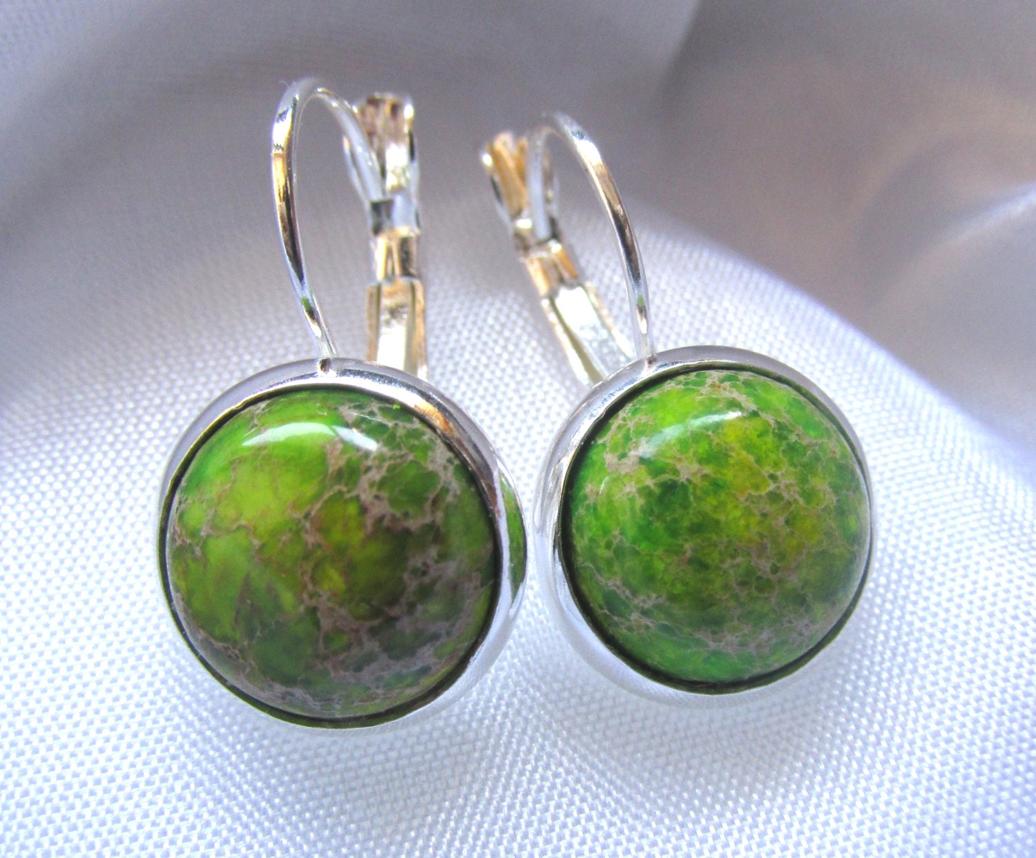 925 Sterling Silber Leverback Natürliche Edelstein Cabochon Ohrringe - Imperial Jaspis 925 Sterling Silber Leverback Natürliche Edelstein Cabochon Ohrringe - Imperial Jaspis von YourMomentTreasure