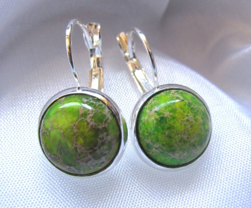925 Sterling Silber Leverback Natürliche Edelstein Cabochon Ohrringe - Imperial Jaspis 925 Sterling Silber Leverback Natürliche Edelstein Cabochon Ohrringe - Imperial Jaspis von YourMomentTreasure