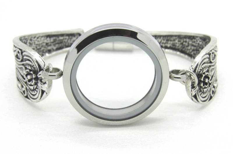 Edelstahl-Silber-Memory-Schwimmer-Glas-Twist-Schraube Öffnen-Schließen Wasserdichtes 25-mm-Medaillon Mit Dekorativem Blumenarmreif Edelstahl-Silber-Memory-Schwimmer-Glas-Twist-Schraube Öffnen-Schließen Wasserdichtes 25-mm-Medaillon Mit Dekorativem Blumenarmreif von YourMomentTreasure