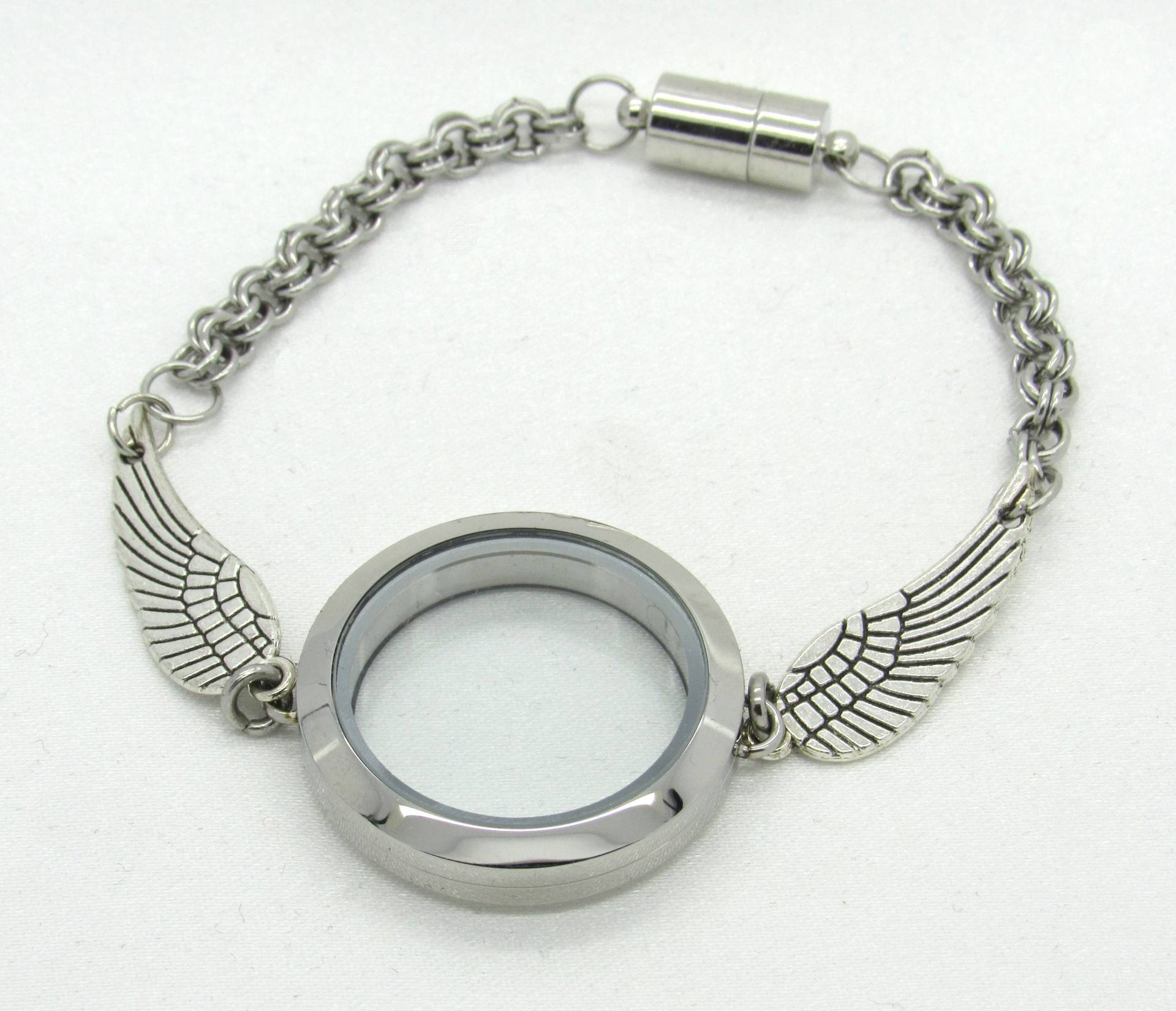 Edelstahl Silber Memory Schwimmglas Twist Schraube Öffnen Wasserdicht Medaillon Engelflügel Armband Magnetverschlüsse 30 Mm Oder Airtag Größe Edelstahl Silber Memory Schwimmglas Twist Schraube Öffnen Wasserdicht Medaillon Engelflügel Armband Magnetverschlüsse 30 Mm Oder Airtag Größe von YourMomentTreasure
