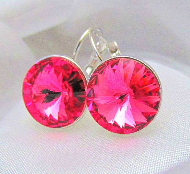 Große Swarovski Elements Rivolie Kristall Ohrringe - Rosa Große Swarovski Elements Rivolie Kristall Ohrringe - Rosa von YourMomentTreasure