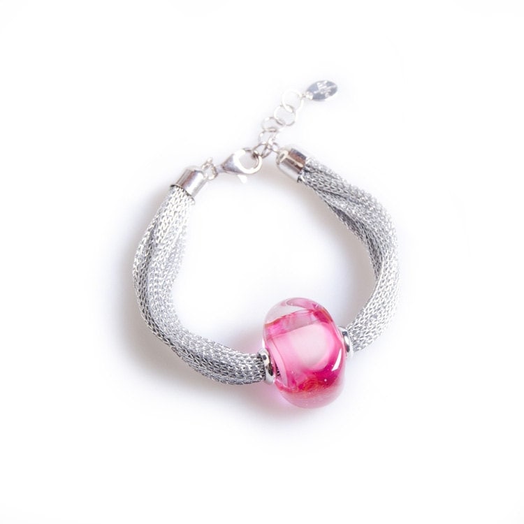 Handgemachtes Silberarmband Rosa Muranoglasperle, Moderner Schmuck Handgemachtes Silberarmband Rosa Muranoglasperle, Moderner Schmuck von YourMurano