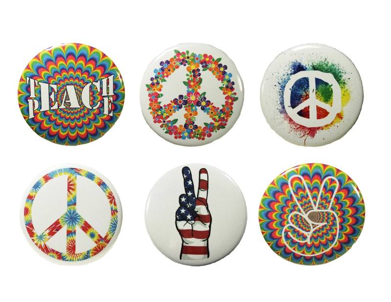 6 Peace Hippie Pins Pack Bunt Groovy Liebe Assorted Pin Zurück Abzeichen von YourPatchStore