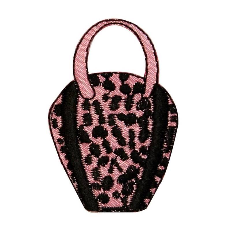Id 0141 Pink Leopard Haut Geldbörse Patch Polka Dot Gestickt Applikation Zum Aufbügeln von YourPatchStore