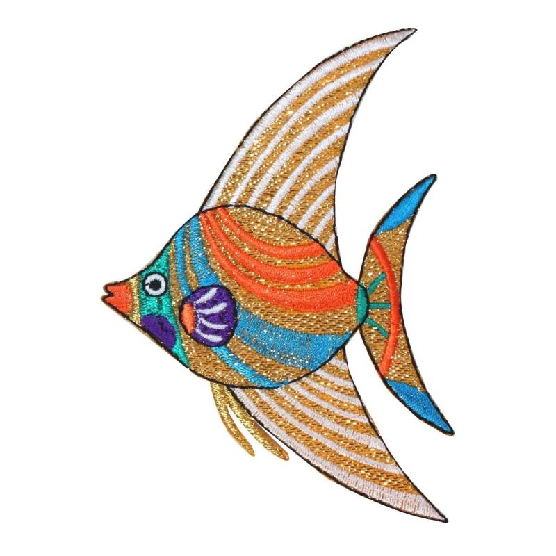 Id 0248B Metallic Angelfish Aufnäher Exotic Shiny Sea Stickapplikation Zum Aufbügeln von YourPatchStore