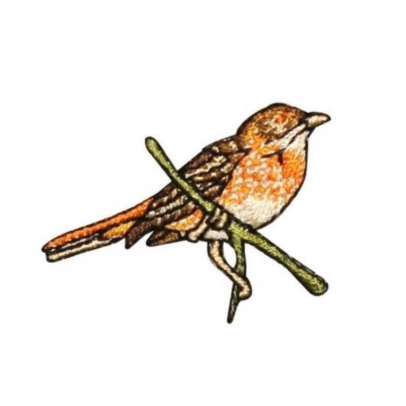 Id 0612C Spatz Perched Aufnäher Robin Schwalbe Zweig Gesticktes Zum Aufbügeln von YourPatchStore
