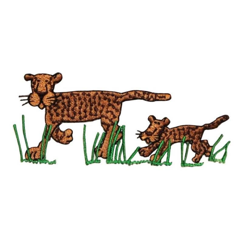 Id 0671 Cartoon Geparden Mutter Und Cub Patch Wild Gestickte Applikation Zum Aufbügeln von YourPatchStore