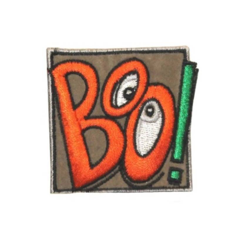 Id 0843C Boo Scary Badge Patch Halloween Gestickte Applikation Zum Aufbügeln von YourPatchStore