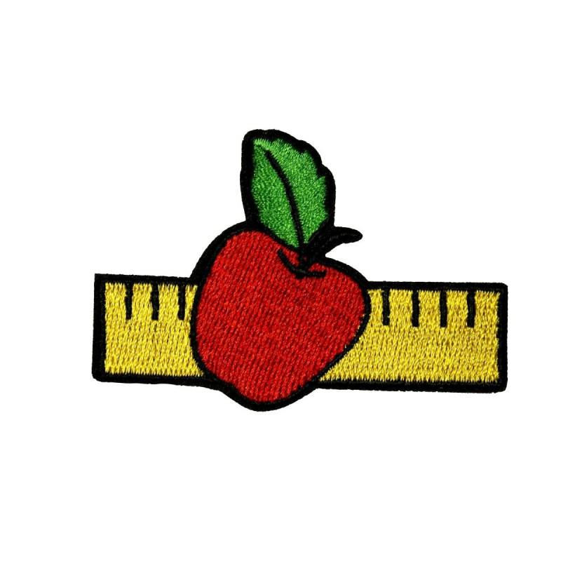Id 0953A Apfel Und Lineal Aufnäher Kinder Lehrer Gestickte Applikation von YourPatchStore