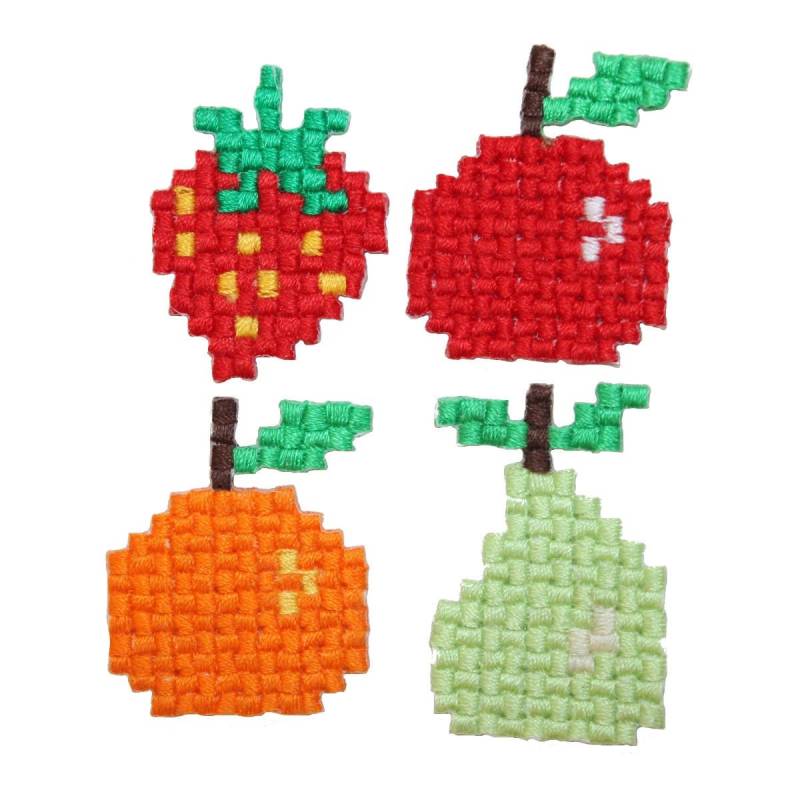 Id 1319A-D 8 Bit Assorted Fruit Patches Pixel Retro Gestickte Applikation Zum Aufbügeln von YourPatchStore