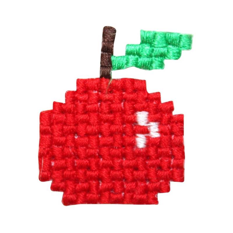 Id 1319D 8 Bit Pixel Apfel Patch Retro Früchte Spiel Gestickt Applikation Zum Aufbügeln von YourPatchStore