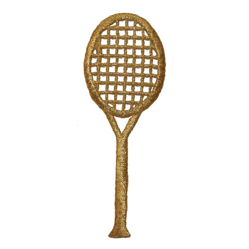 Id 1587A Gold Tennisschläger Aufnäher Schläger Sport Gestickt Applikation Zum Aufbügeln von YourPatchStore