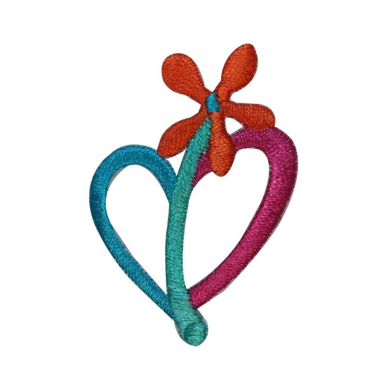 Id 3278C Herz Form Blumen Patch Frühling Liebe Blüte Gestickt Applikation Zum Aufbügeln von YourPatchStore