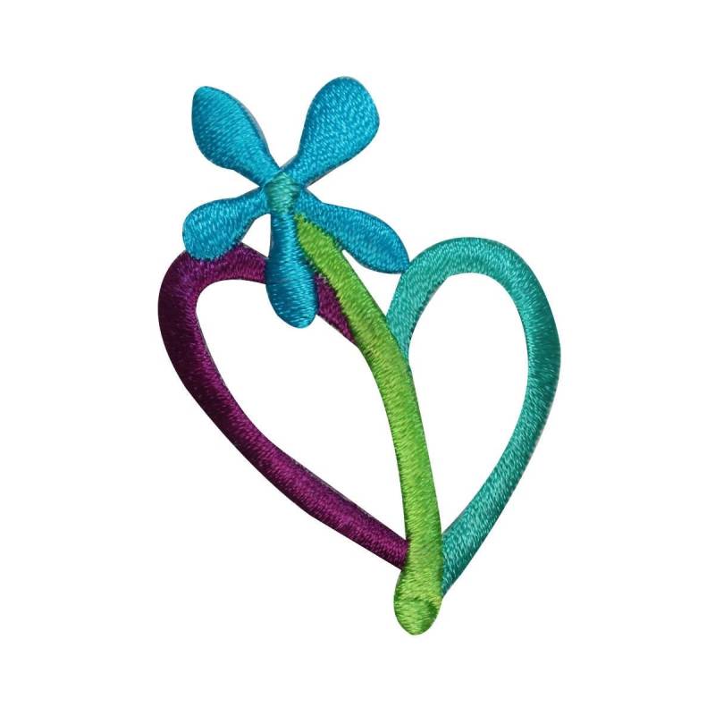 Id 3279C Herz Form Blume Patch Frühling Liebe Blüte Gestickt Applikation Zum Aufbügeln von YourPatchStore