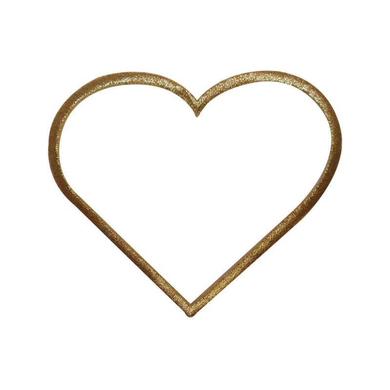 Id 3282B Gold Herz Umriss Aufnäher Liebe Form Symbol Gestickt Applikation Zum Aufbügeln von YourPatchStore