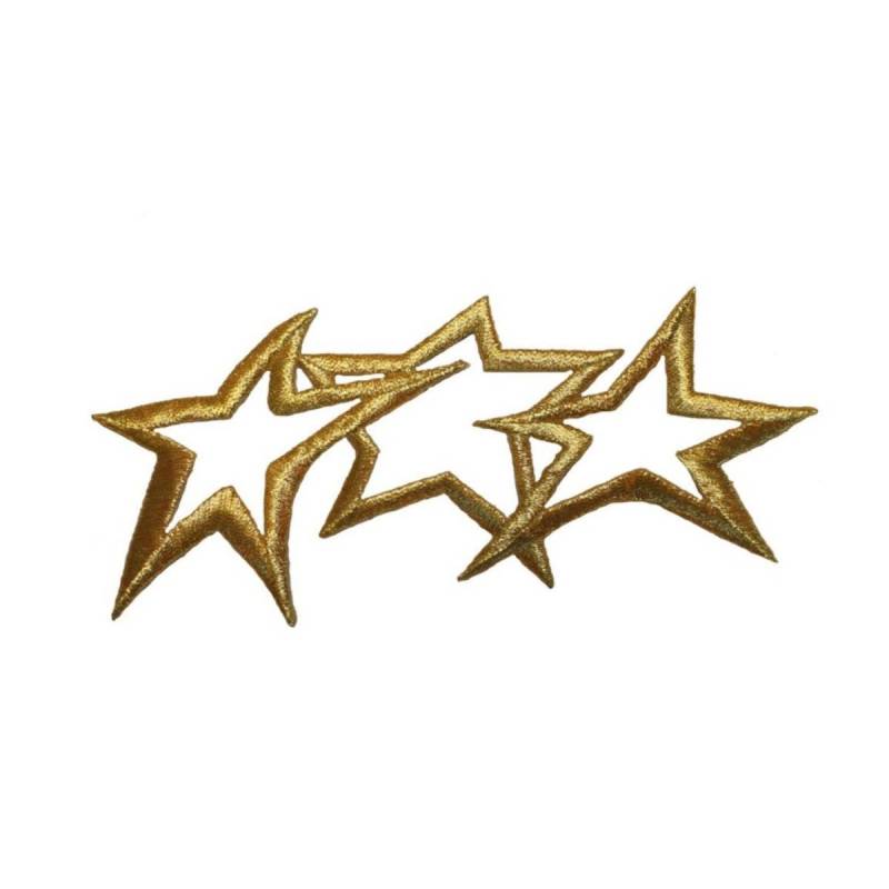 Id 3458B Trio Von Gold Sterne Streifen Aufnäher Glänzend Handwerk Gestickt Applikation Zum Aufbügeln von YourPatchStore