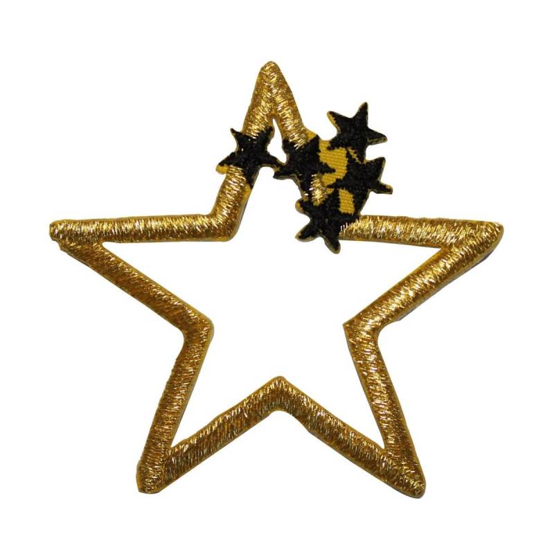 Id 3513 Gold Stern Umriss Mit Cluster Patch Handwerk Gestickt Applikation Zum Aufbügeln von YourPatchStore