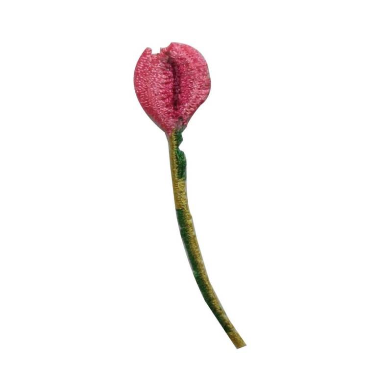 Id 6244 Pinke Tulpe Blumen Flicken Blumenstrauß Garten Blüte Gestickt Applikation von YourPatchStore