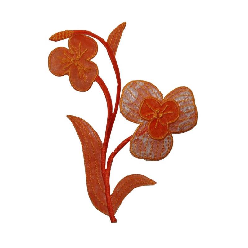 Id 6395 Orange Spitze Blumen Patch Garten Symbol Gesticktes Eisen Auf Applikation von YourPatchStore