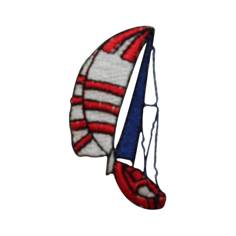 Id 7268 Rotes Segelboot Aufnäher Schiff Wasser Ozean Wind Gestickt Applikation Zum Aufbügeln von YourPatchStore