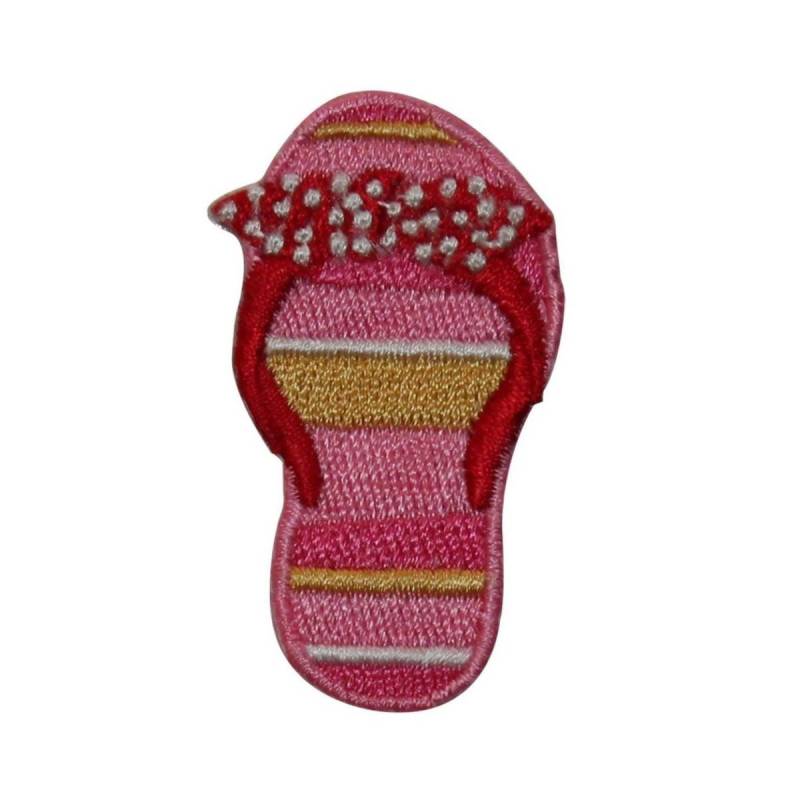 Id 7403 Rechter Rosa Schleife Sandale Aufnäher Flip Flop Strand Bestickt Applikation von YourPatchStore