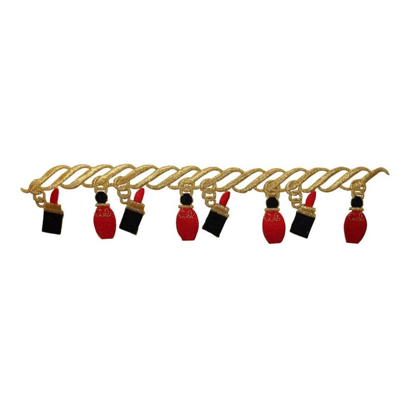 Id 7687 Gold Lippenstift Kette Patch Make Up Mode Gesticktes Aufbügler Applikation von YourPatchStore
