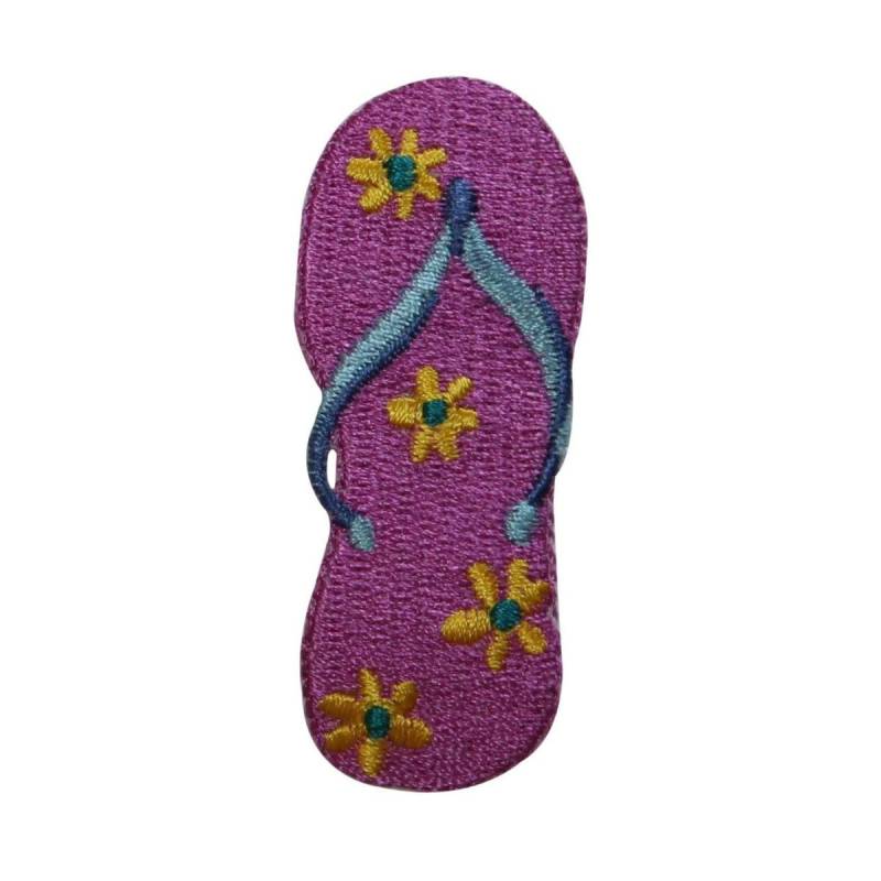 Id 7831 Blumen Flip Flop Aufnäher Tanga Strand Mode Gestickt Applikation von YourPatchStore