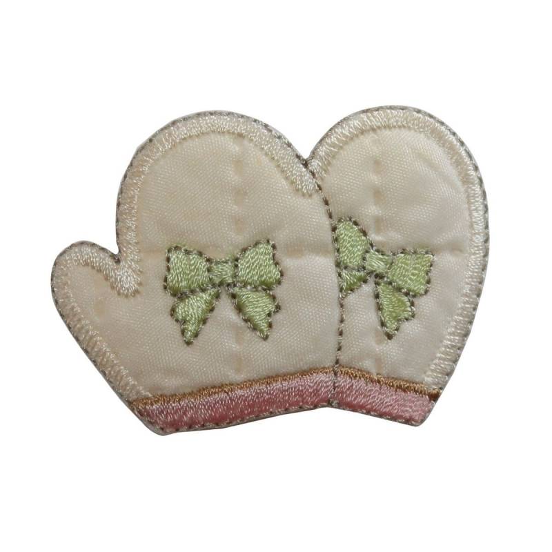 Id 7895 Weiße Handschuhe Band Flicken Winter Handschuh Gestickte Applikation Zum Aufbügeln von YourPatchStore