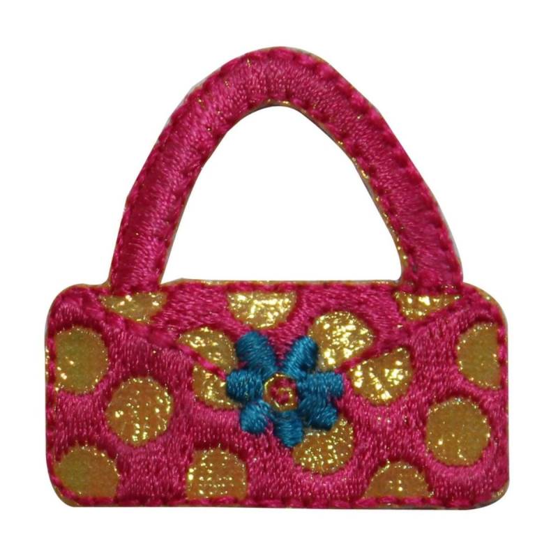 Id 8387 Pinke Polka Dot Geldbörse Patch Handtasche Fashion Embroidered Applikation Zum Aufbügeln von YourPatchStore