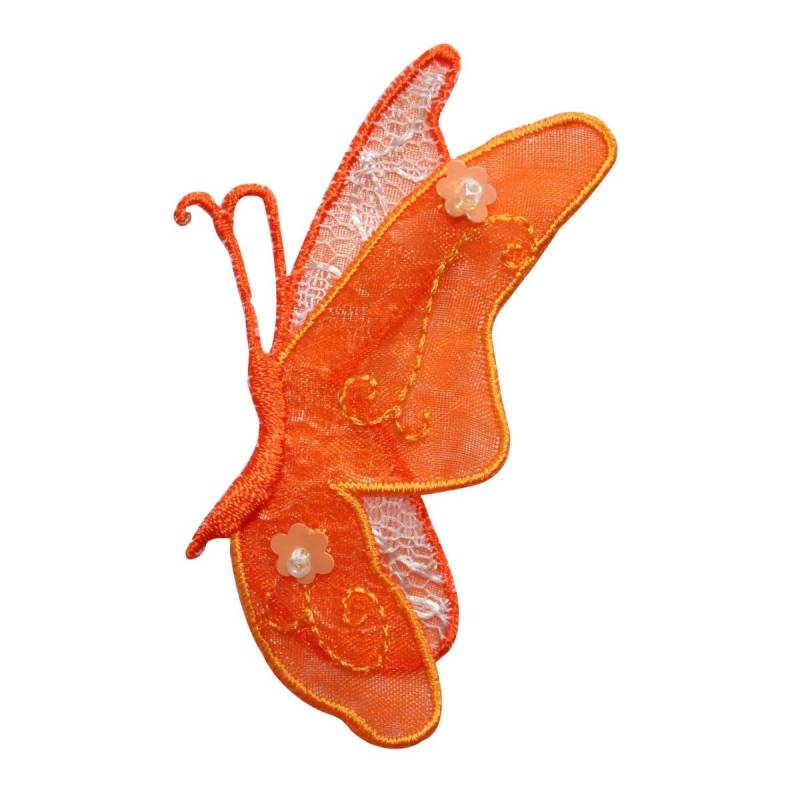 Id 8676 Orange Spitze Schmetterling Side Patch Garten Bug Gesticktes Aufnäher von YourPatchStore