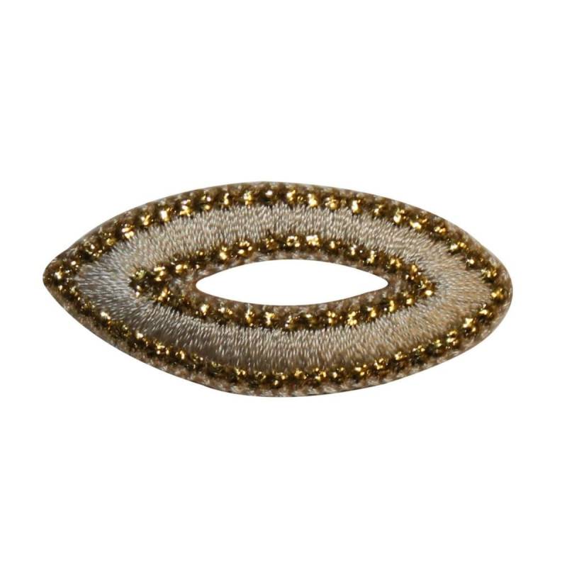 Id 8722 Gold Oval Patch Handwerk Design Schleifenform Gestickte Applikation Zum Aufbügeln von YourPatchStore