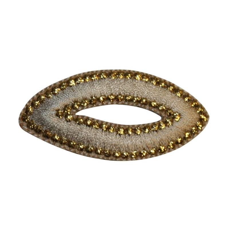 Id 8729 Elfenbein Oval Aufnäher Handwerk Design Loop Form Gestickte Applikation Zum Aufbügeln von YourPatchStore