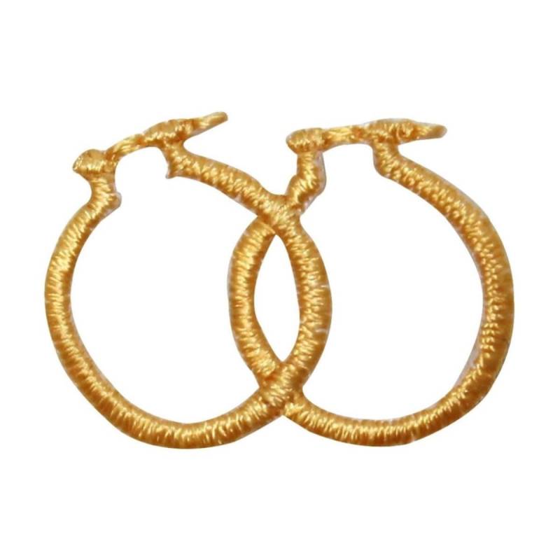 Id 9074 Lot Von 3 Gold Hoop Ohrringe Patch Schmuck Bestickt Applikation Zum Aufbügeln von YourPatchStore