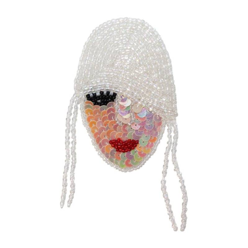 Id 9147 Pailletten Frau Gesicht Patch Berühmtheit Model Perlen Aufnäher Zum Aufbügeln von YourPatchStore