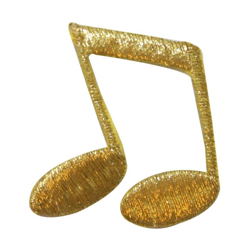 Id 9159 Gold Doppel Achtelnote Aufnäher Symbol Musik Gesticktes von YourPatchStore