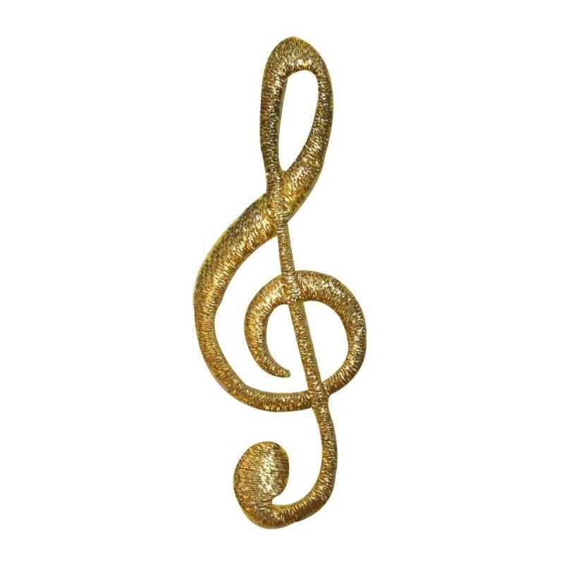 Id 9161 Gold Violinschlüssel G-Notenschlüssel Aufnäher Musik Tonhöhe Symbol Gesticktes von YourPatchStore