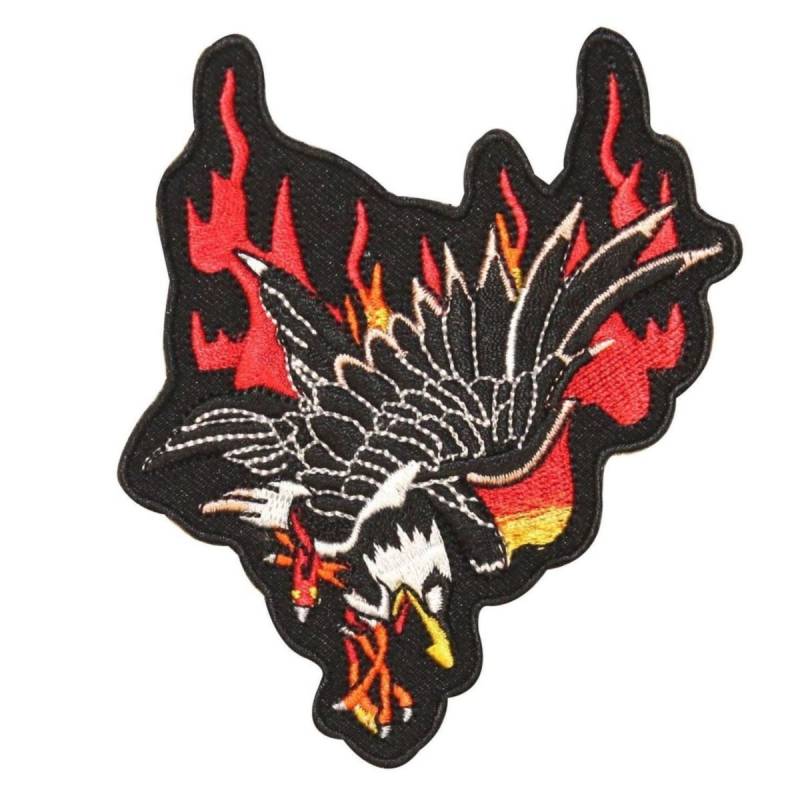 Lodernde Adler Fliegen Patch Vogel Feuer Biker Symbol Gestickt Eisen Auf Applikation von YourPatchStore