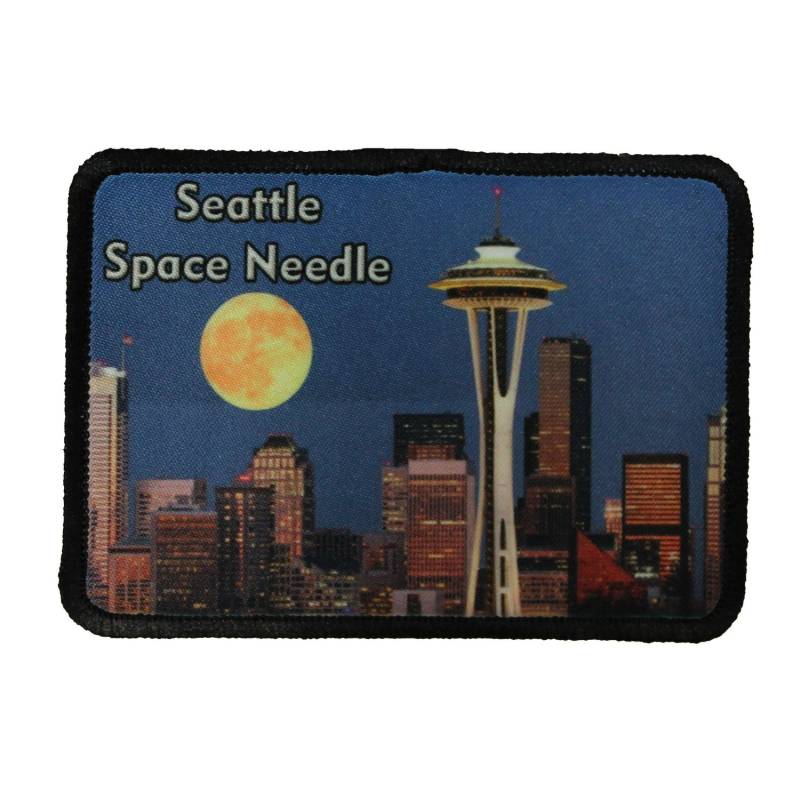 Setattle Space Needle Patch Reise Stadt Mond Dye Sublimation Eisen Auf Applikation von YourPatchStore
