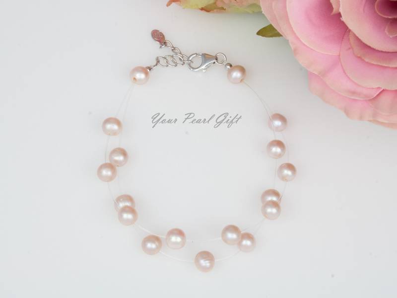 Zierliche Perle Armband Link Sterling Silber Zierliche Schmuck Brautjungfer Süßwasser von YourPearlGift