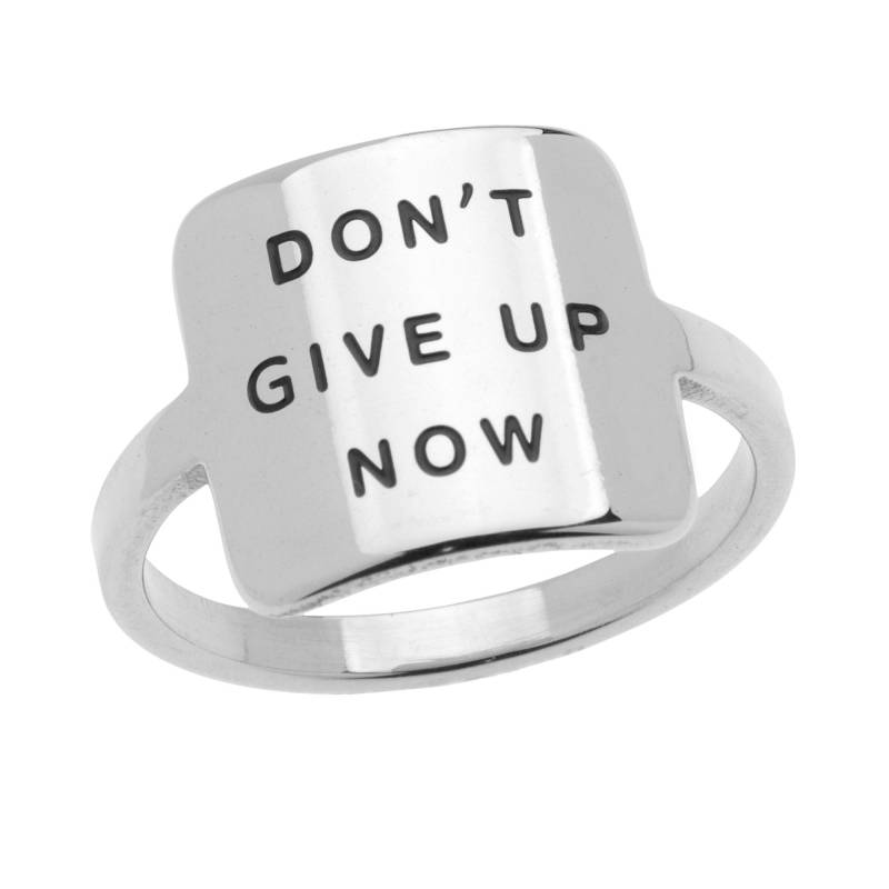 Hochpolierter Edelstahl "Don't Give Up Now" Inspirierende Ringe, Inspirierende Geschenke Für Frauen von YourPerfectGiftShop
