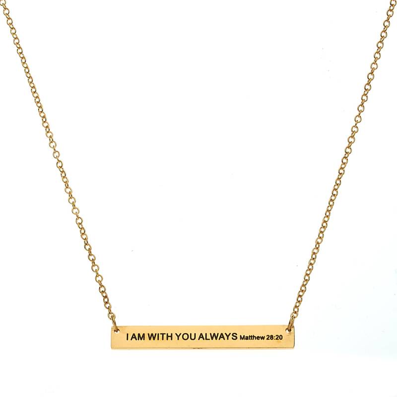 I Am With You Always Bar Anhänger Halskette 18" Kette Mit Verlängerung Inspiration Christliche & Geschenke von YourPerfectGiftShop