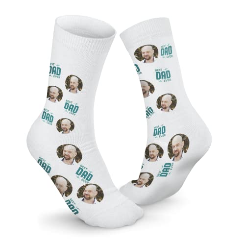 your surprise Personalisierte Socken mit Foto – Socken mit Gesicht personalisiert, lustige personalisierte Geschenk für Papa mit deinem Wunschfoto – (DE/NL/SE/PL, Numerisch, 35-38, Weiß) von your surprise
