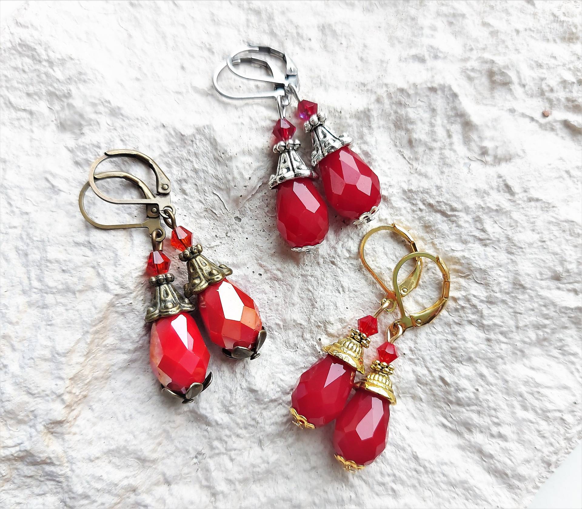 Ohrringe // Glas Tropfen | Rot/Farbwahl von YourSweetDreamsDE