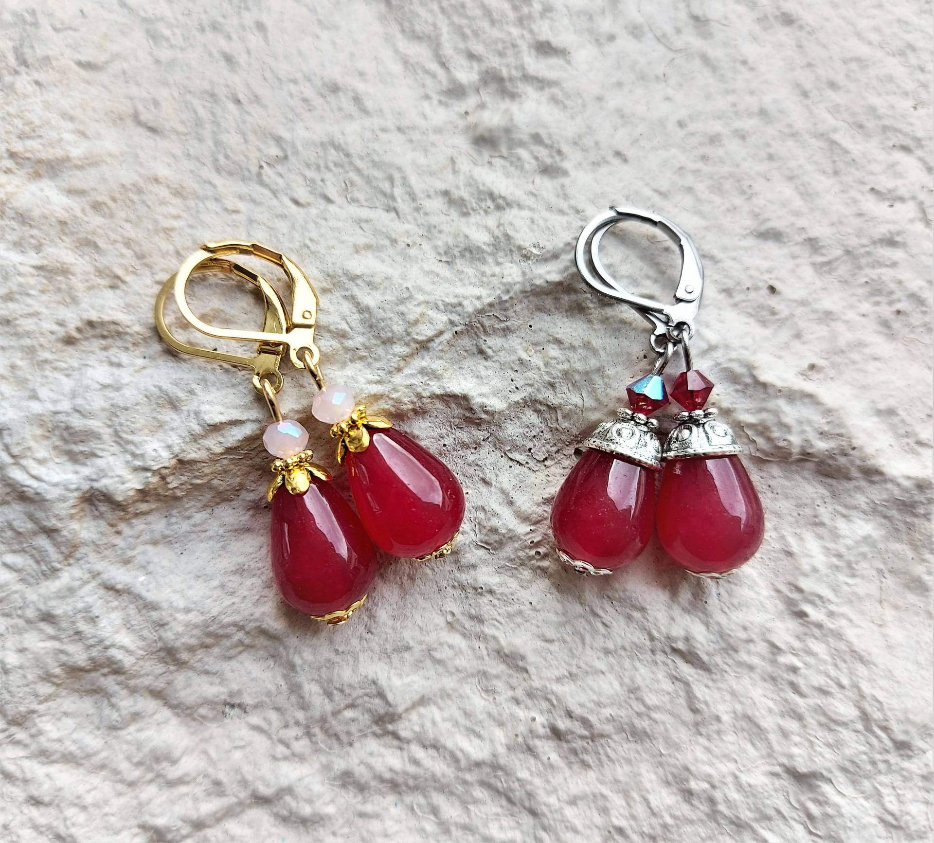 Ohrringe // Jade Tropfen | Bordeaux/Farbwahl von YourSweetDreamsDE