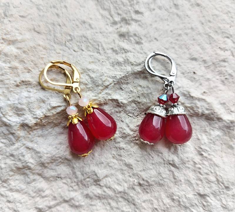 Ohrringe // Jade Tropfen | Bordeaux/Farbwahl Ohrringe // Jade Tropfen | Bordeaux/Farbwahl von YourSweetDreamsDE
