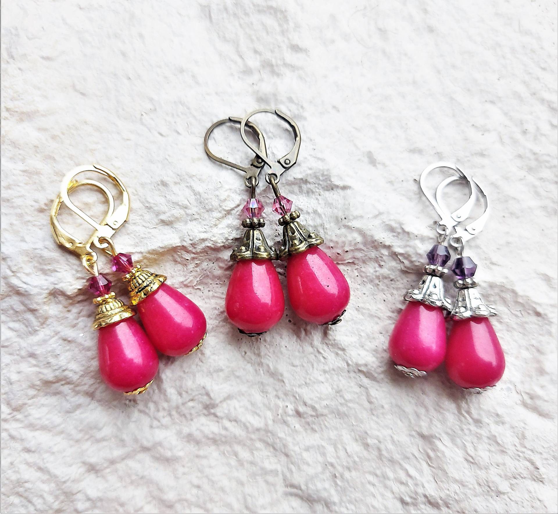 Ohrringe // Jade Tropfen | Pink von YourSweetDreamsDE
