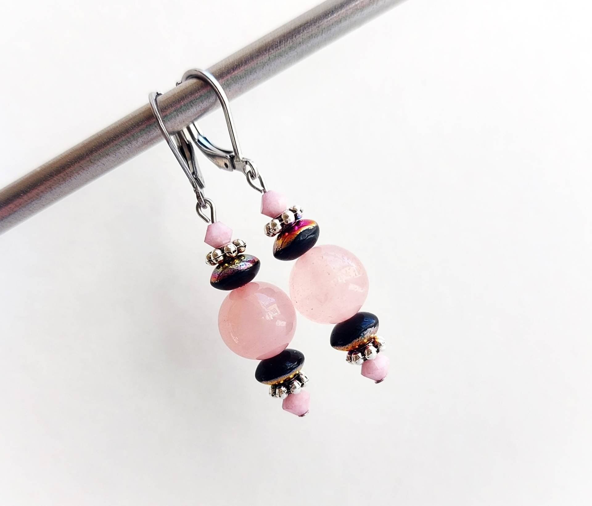 Ohrringe // Ohrhänger | Rosa/Silberfarben - Rosenquarz von YourSweetDreamsDE